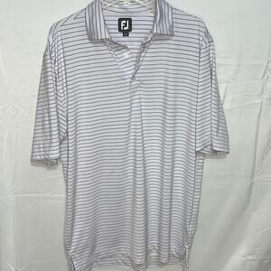 FootJoy Men's Golf Shirt Size Large White with Navy Stripes